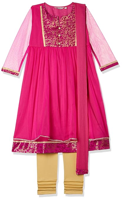 Girls' Straight Regular Fit Salwar Suit(Colors & Print May Vary)