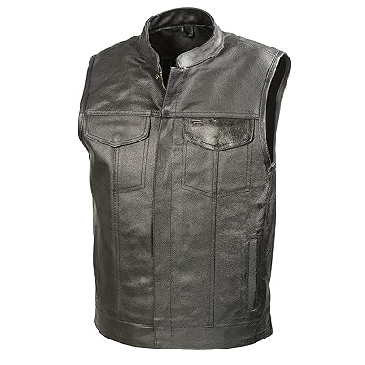 Men's Leather Club Style Biker Vest with Gun Pockets Jamaica Ubuy