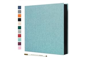 Spbapr Large Photo Album Self Adhesive Linen Cover Magnetic Scrapbook Album DIY Scrap Book 60 Black Sticky Pages for 3x5 4x6 5x7 8x10 Pictures with A Metal Pen