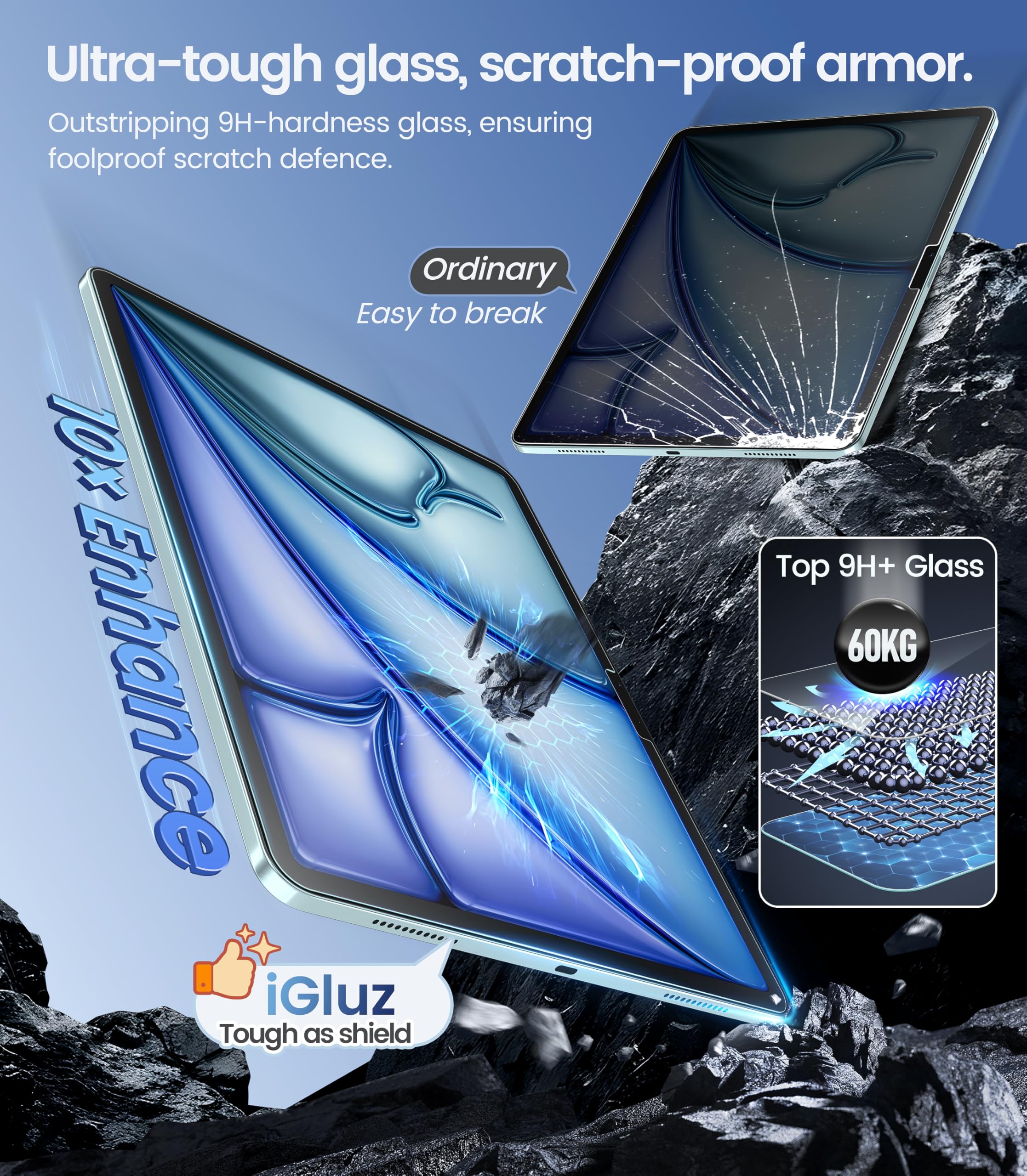 iGluz-2 Pack Screen Protector for iPad Air 13 inch