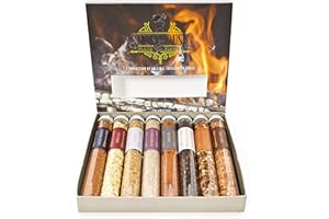 Eat.art ‘Barbecue Smokehouse Flame and Flavour BBQ Rub Set - 8 Unique Smoked Spice Selection Box - Unusual Food Cooking Gifts - for Gourmet Foodies Enjoy Smokey Sunday Roast Spice