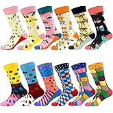 Fun Colorful Socks Patterned Funky Happy Crew Sock Combed Cotton Stockings Packs