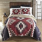 Donna Sharp King Bedding Set - 3 Piece - Mojave Red Southwest Quilt Set with Quilt and Two King Pillow Shams - Machine Washable