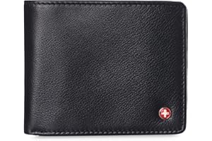 Alpine Swiss Mens Wallet for Men | RFID Protected Leather Mens Wallet | Spencer Bifold with Divided Bill Section | Gift Box | 2 ID Windows | 14 Card & Storage Pockets for Organization