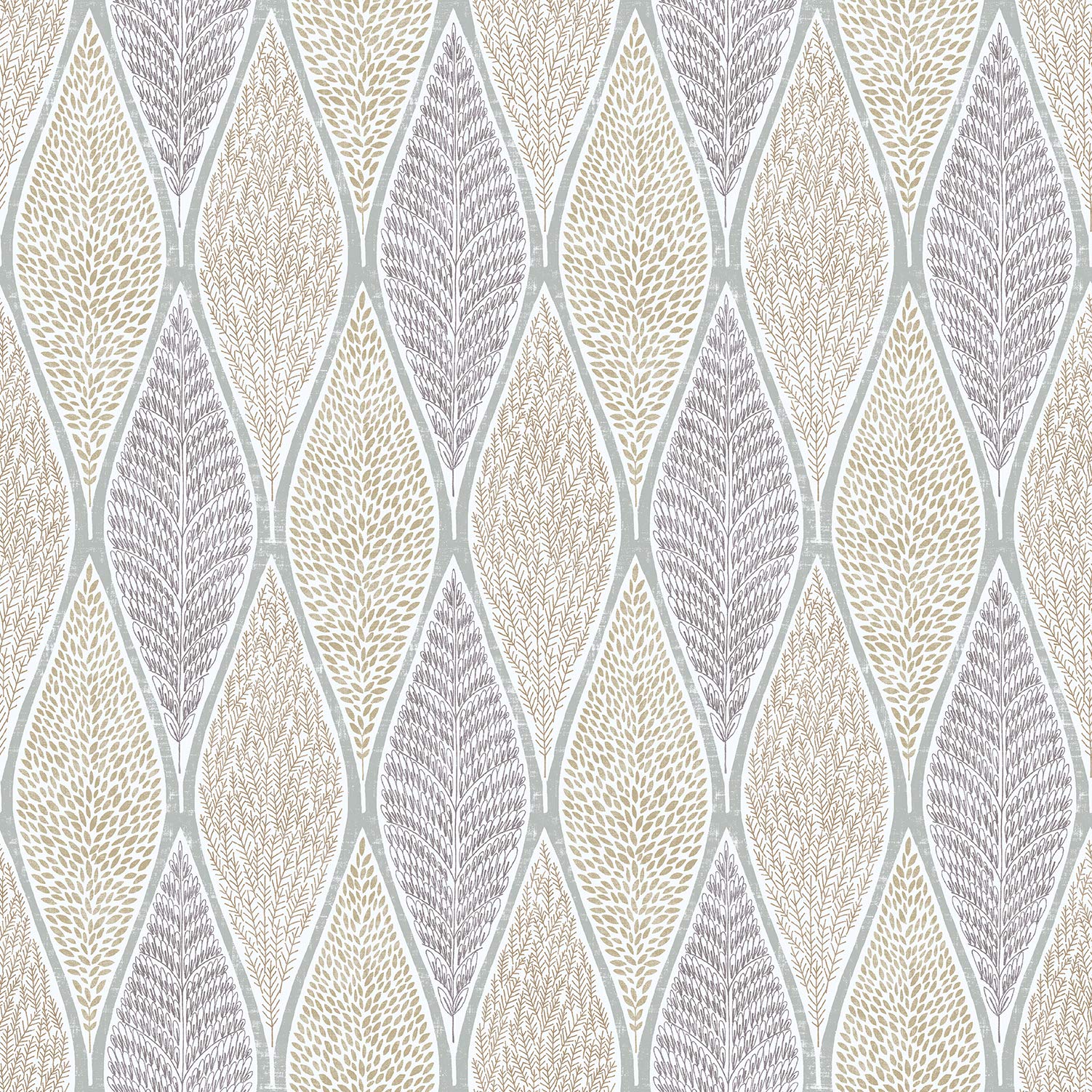 Galerie G56372 Nordic Elements Teardrop Leaves Wallpaper, Brown/Grey, 10m x 53cm