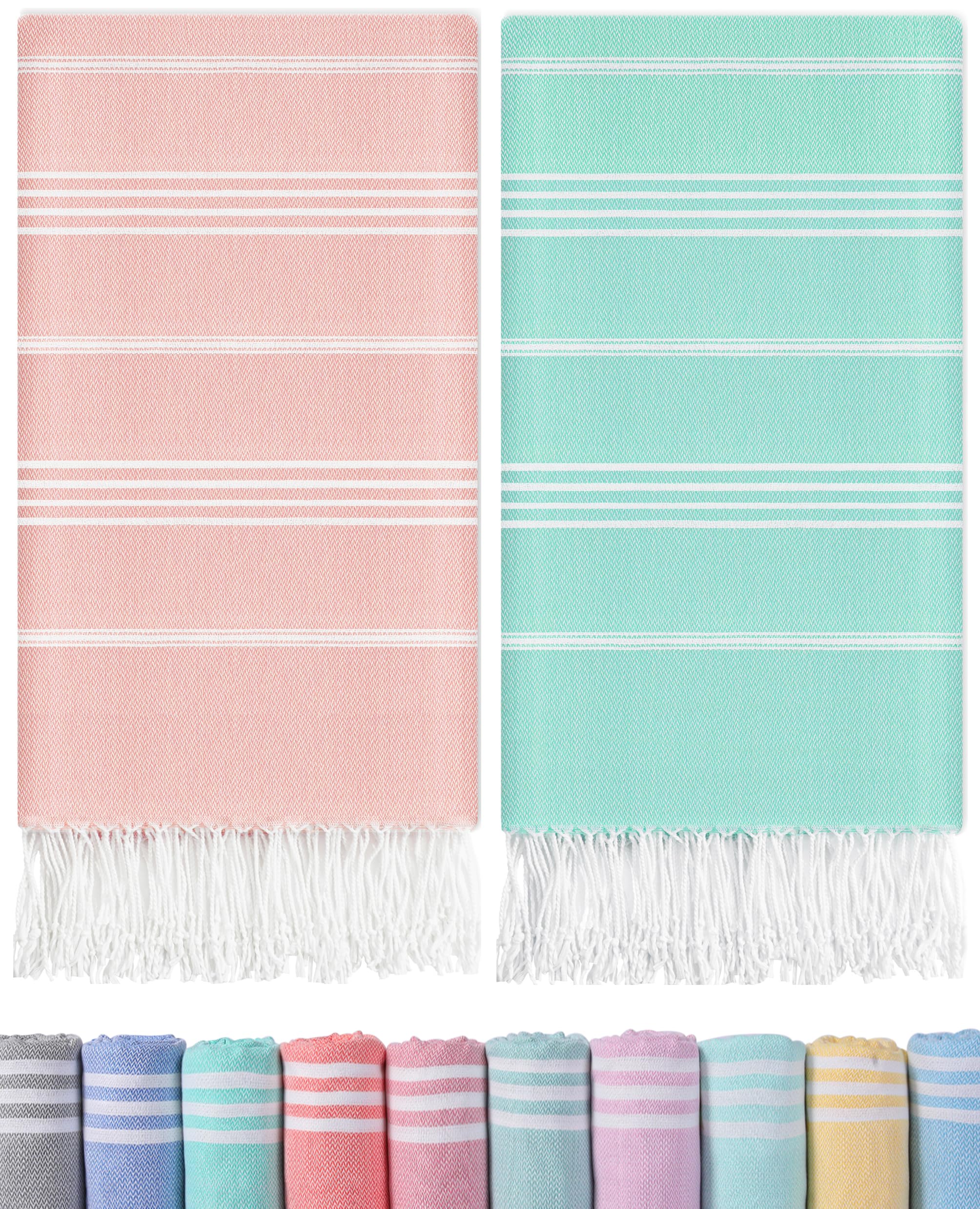 Photo 1 of 2 Packs Cotton Turkish Beach Towels Swim Towel Compact Oversized Sand Free Quick Dry Thin Clearance Luxury Best Organic Linen Bath Toallas De Playa Travel Essentials Blanket Hot Tub Accessories