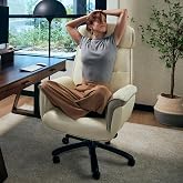 EUREKA ERGONOMIC Microfiber Leather Office Chair Ergonomic Desk Chair, Executive Chair Office Gaming Chair, Comfy Big and Tall Office Chair with Elevatable Headrest &amp; Padded Armrests, Beige