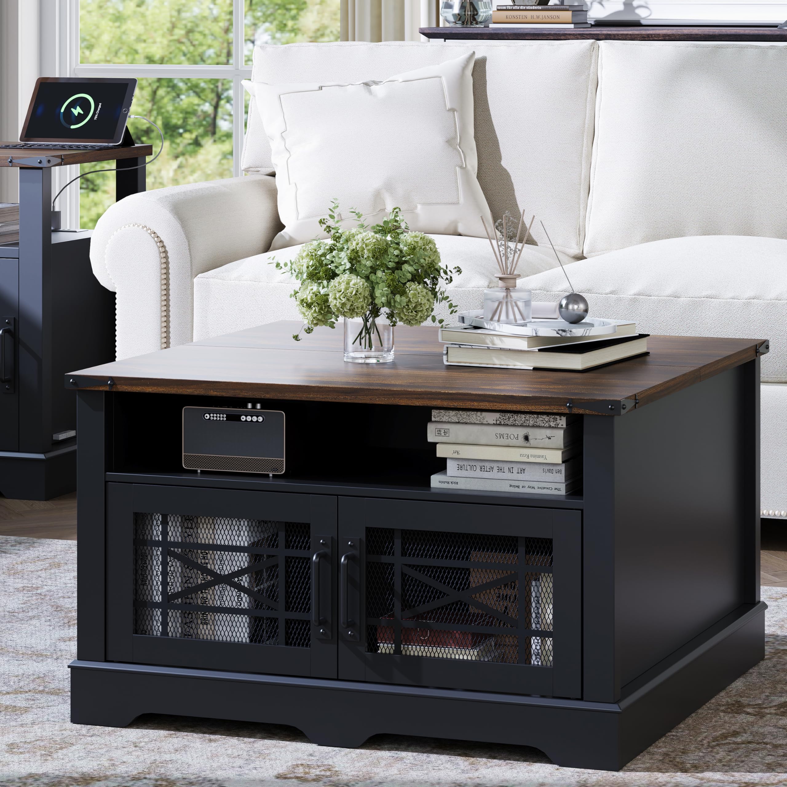 Photo 1 of ****SIMILAR ITEM***
Square Coffee Table, Farmhouse Coffee Tables for Living Room, Wood Coffee Table with Storage, Black Coffee Table with Hidden Compartment, Rustic Center Coffee Table with Lift-up Top