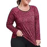 FOREYOND Plus Size Workout Tops for Women Long Sleeve Shirts Athletic Active Yoga Gym Clothes Loose Fit