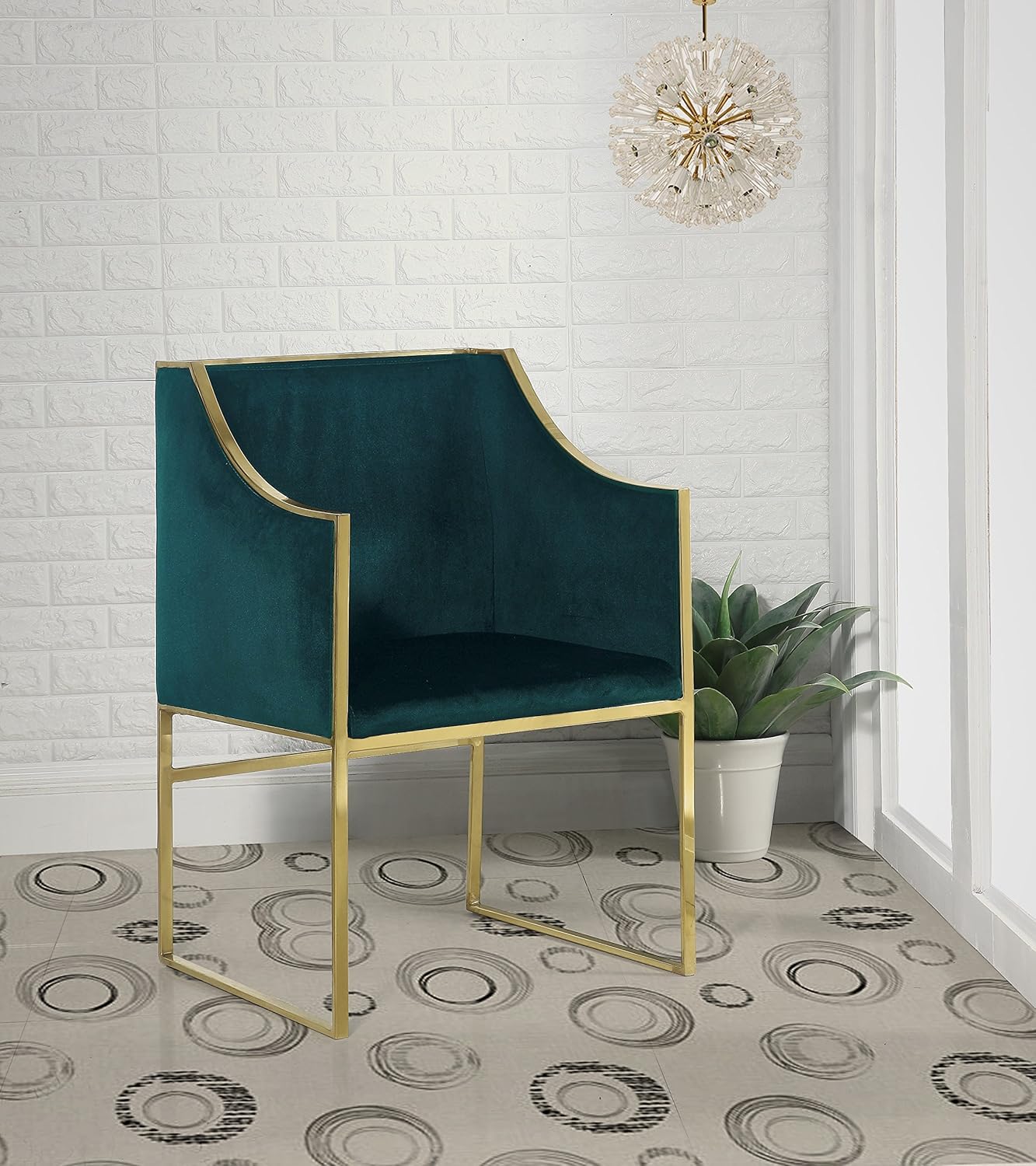 Best velvet brass arm accent chair