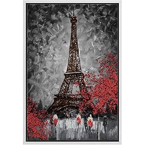 SIGNWIN Framed Canvas Wall Art Paris Eiffel Tower...