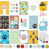 Decorably 24 Pack 4x6in Blank Dog Cards with Envelopes and Stickers, 12 Charming Designs - All Occasions, Birthday, Kid's Party, Baby Shower, Gifting, Mailing