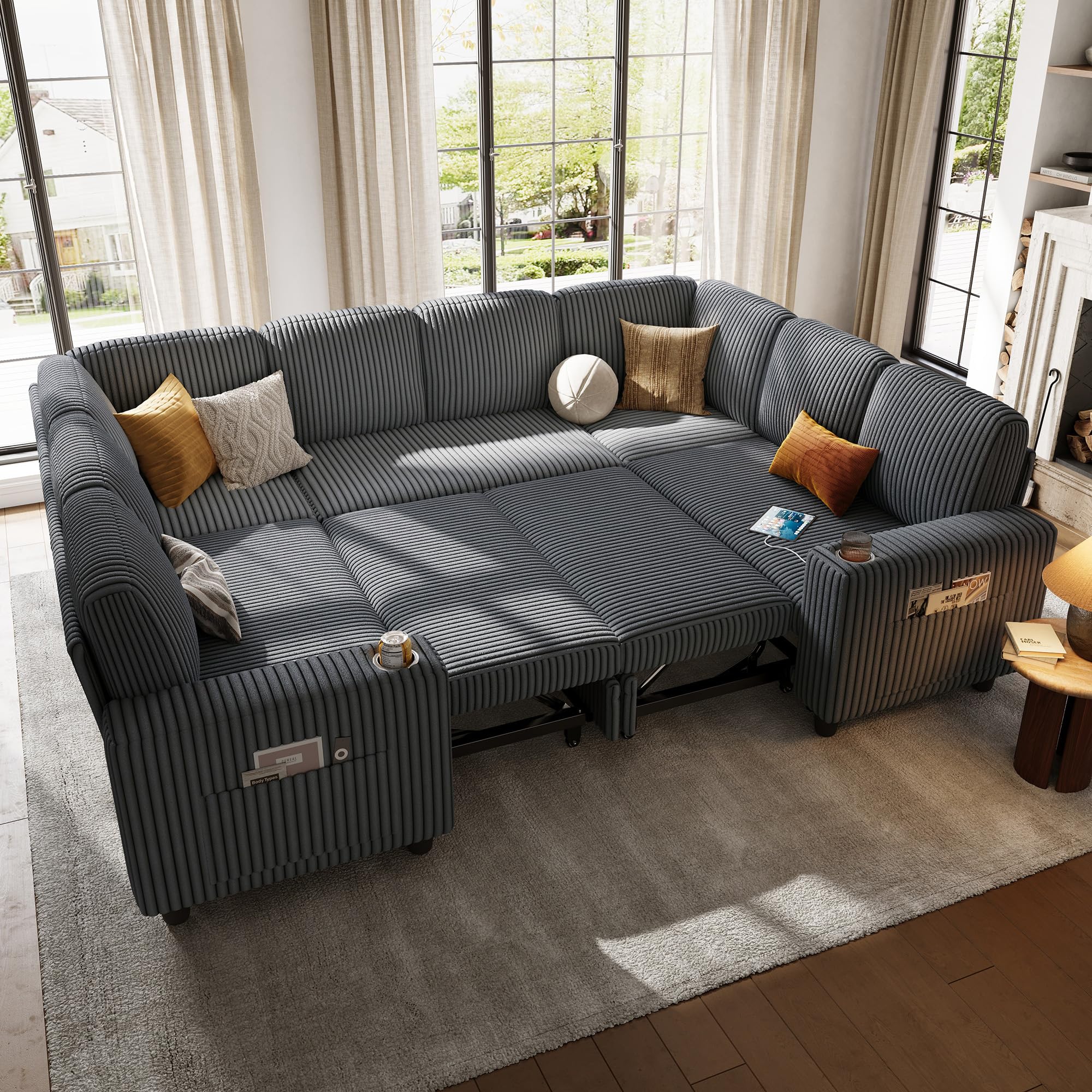 LINSY HOME Sectional Sleeper Sofa with Pull Out