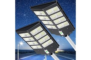 WYWNA Solar Street Lights Outdoor - Solar Lights Outside Motion Sensor Solar Powered LED Lamp 6500k Waterproof Dusk to Dawn Remote Control Solar Parking Lot Light for Garden/Yard/Garage (2, 1000W)