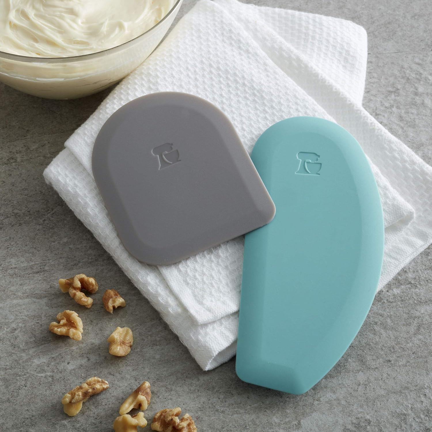 KitchenAid Gourmet Bowl Scraper, Set of 2, Aqua Sky/Sorm Grey: Kitchen & Dining