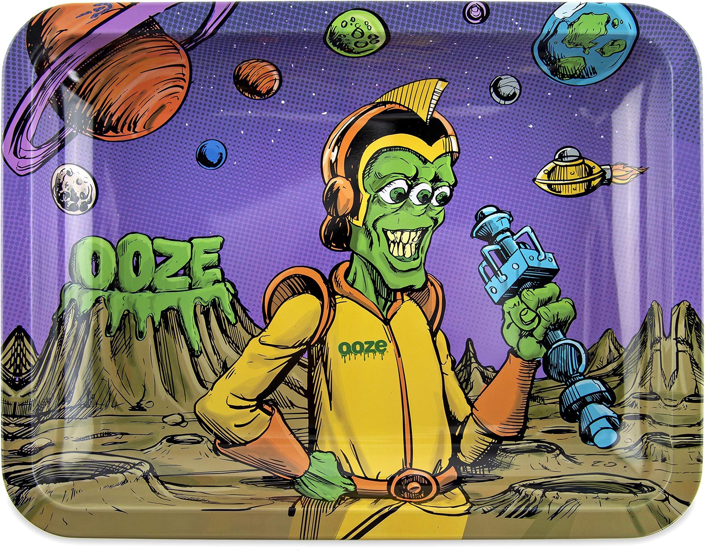 Ooze Life Rolling Tray Medium- (Invasion) 10" x 7.75" - Metal Rolling Tray - Medium Rolling Ash Tray - Cigarette Rolling Trays - Smoke Accessories - Rolling Paper Tray - Rolling Plate