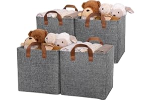 GRANNY SAYS Storage Cubes with Metal Frame, Pack of 4 Grey Fabric Cube Storage Boxes, 27 x 27 x 27 cm