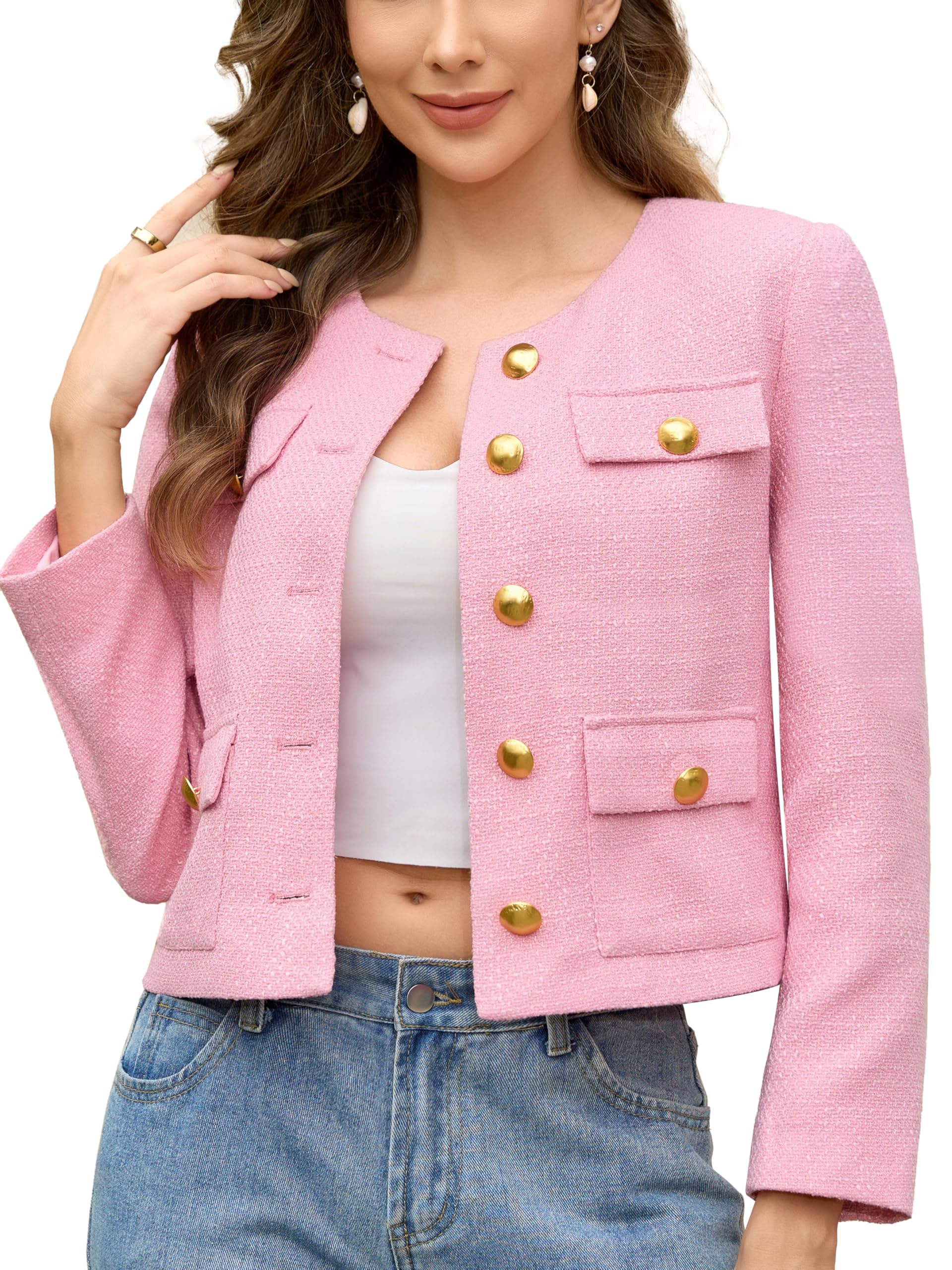 M.Infisavo Cropped Tweed Blazers for Women