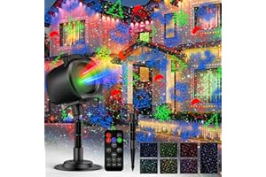 ZOZANEL Christmas Projector Lights Outdoor with 4 Festival Themes, 3 Color Firefly Light Show with Remote Control and Timer, Waterproof Holiday Light Projector Outdoor, Projection Lights for House Tree Decor