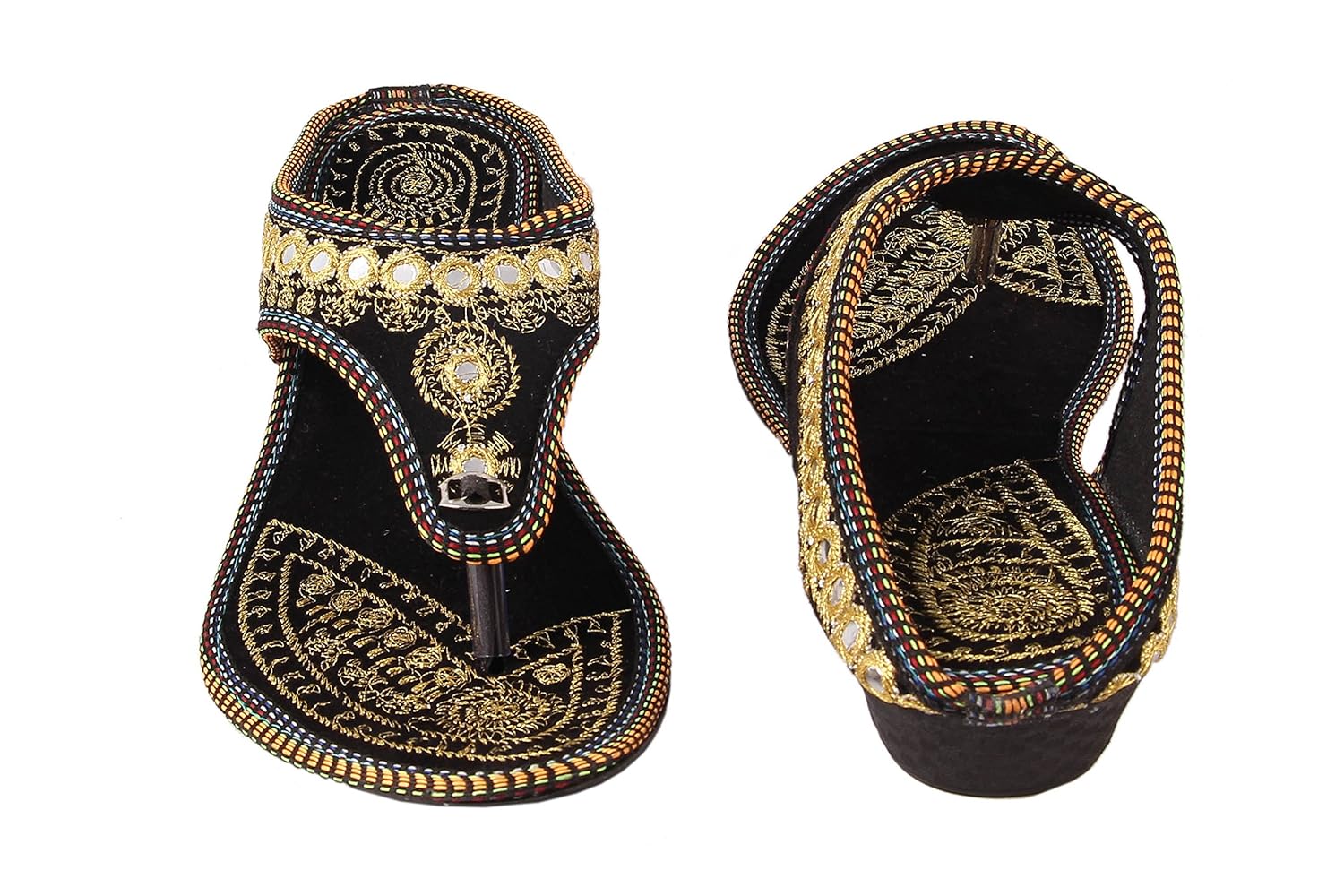 femme royale rajasthani/jaipuri ethnic sheesha zari embroidery work chappal sandal