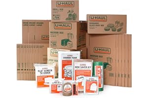 U-Haul Apartment Moving Kit - 21 Boxes, 1 Dish Packing Kit, Foam Pouches, Tape, Mattress Bag, TV Cover, and Other Assorted Packing Supplies