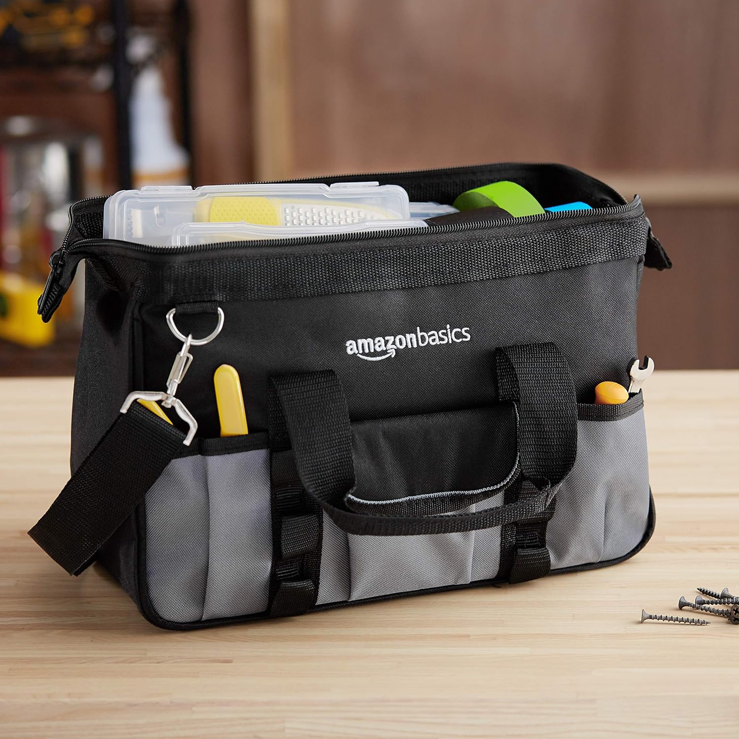 Basics Durable, Wear-Resistant Base, Tool Bag with Strap, Small (12 Inch) - - 