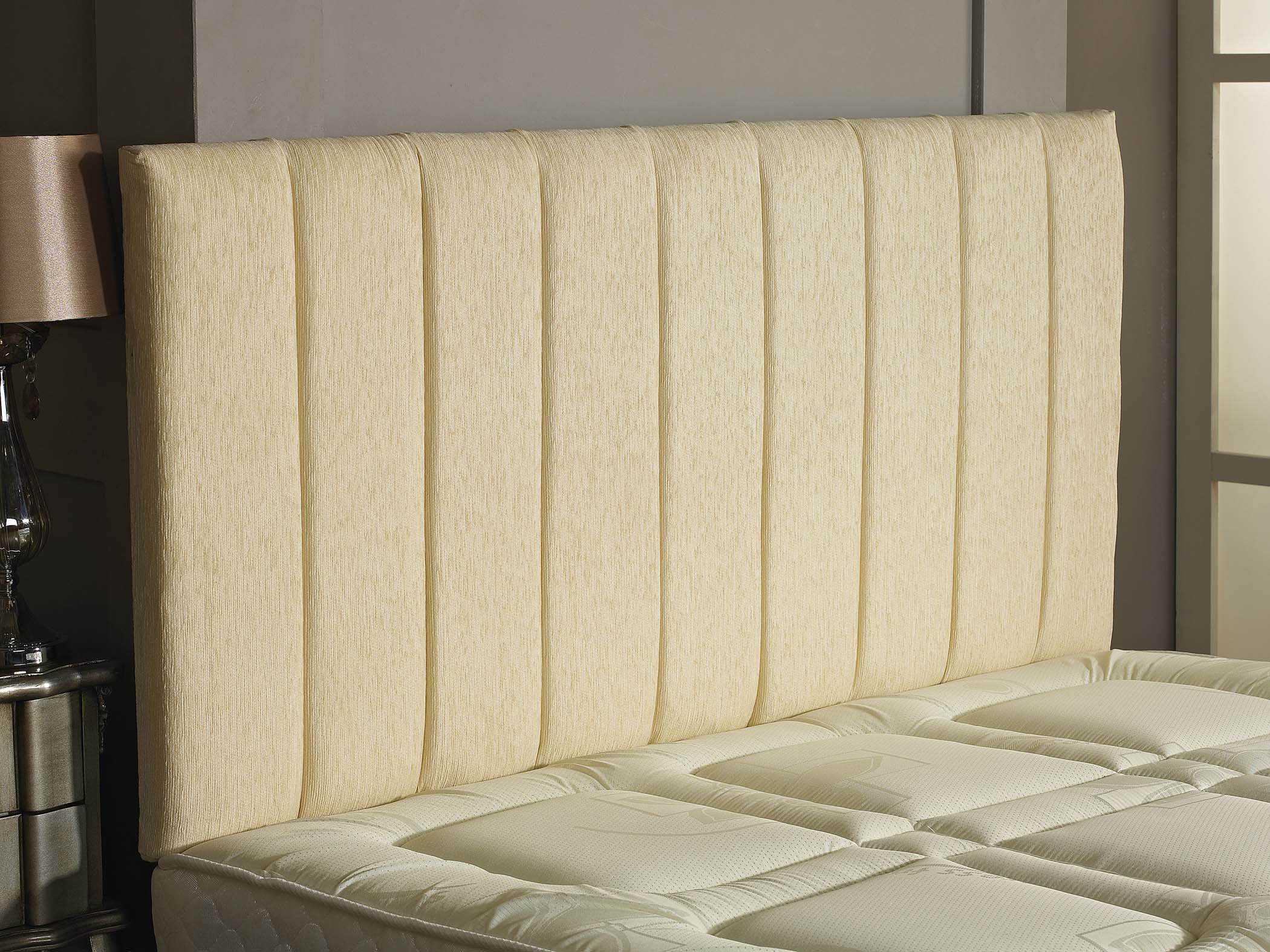 CROWNBEDSUK APOLLO CHENILLE HEADBOARD 2ft6,3ft,4ft,4ft6,5ft,6ft Cream, 4ft6 (Double)