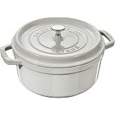 Staub Cast Iron 5.5-qt Round Cocotte - White Truffle, Made in France | The everyday essential, generously serves 3-5