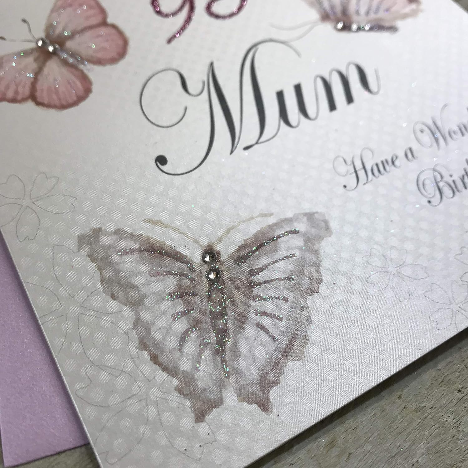 WHITE COTTON CARDS Handmade 95 Mum Have a Wonderful Vintage Butterflies 95th Birthday Card, White, PM95, 16cm x 16cm - Image 3