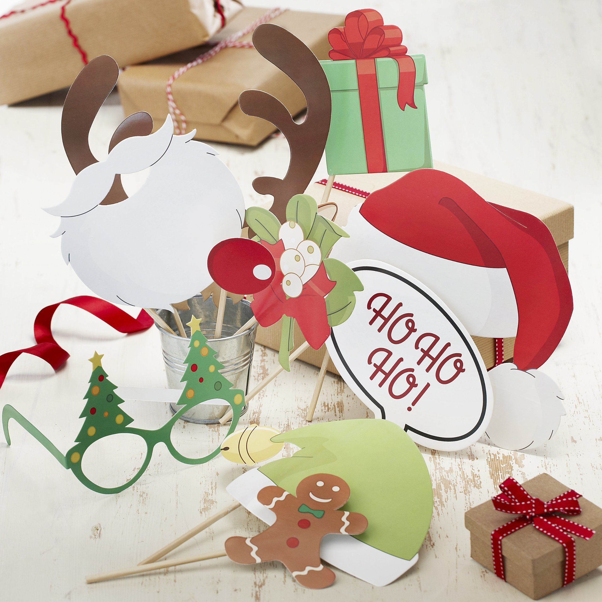 Ginger Ray Christmas Photo Booth Party Props Kit - Vintage Noel