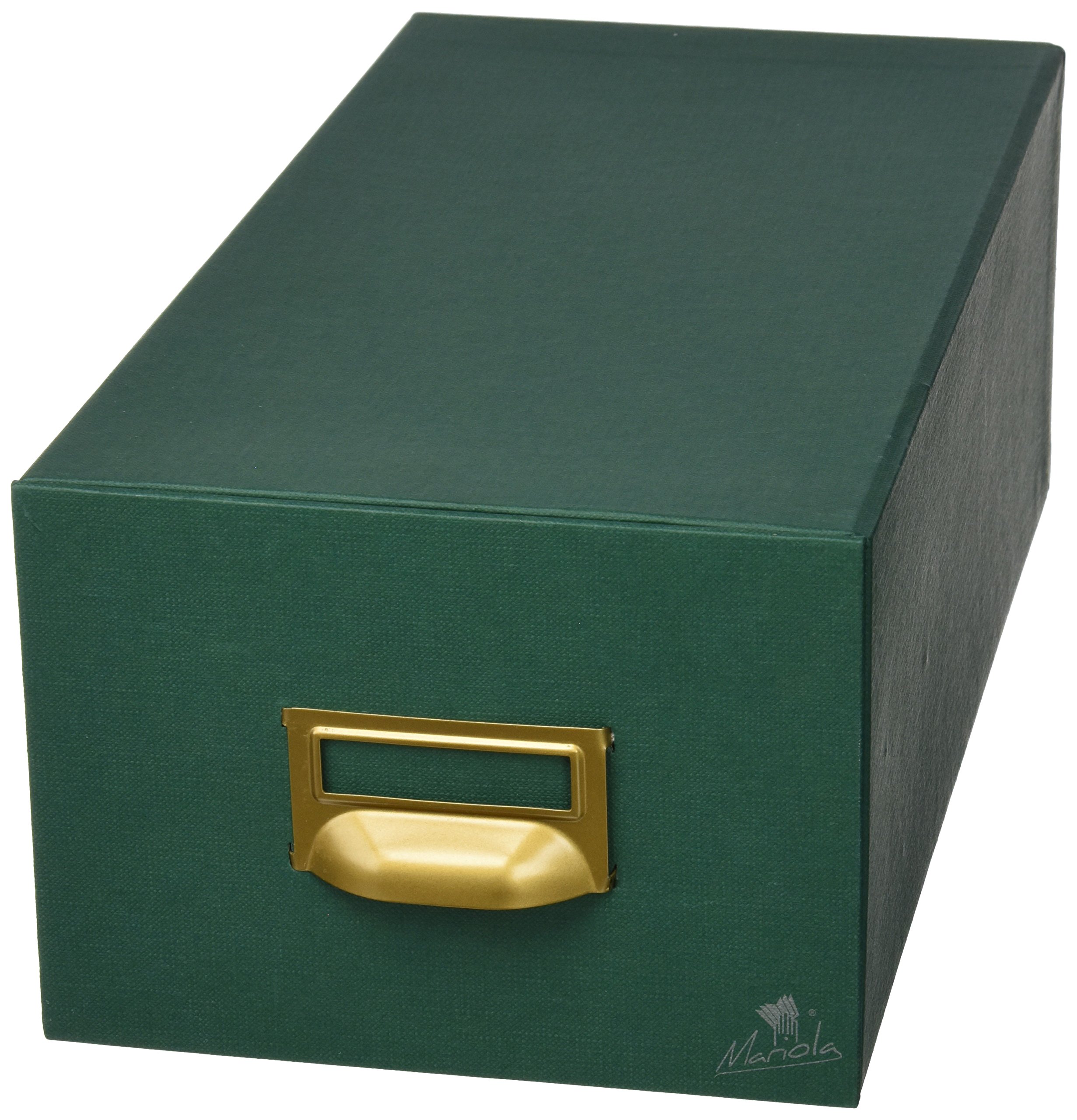 Mariola 3-1000 Cardboard File Box Lined with Geltex for 1000 Index Cards Size 180 x 125 x 350 mm Green
