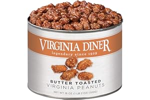 Virginia Diner - Gourmet Natural Extra Large Butter Toasted Virginia Peanuts, 18 Ounce Tin