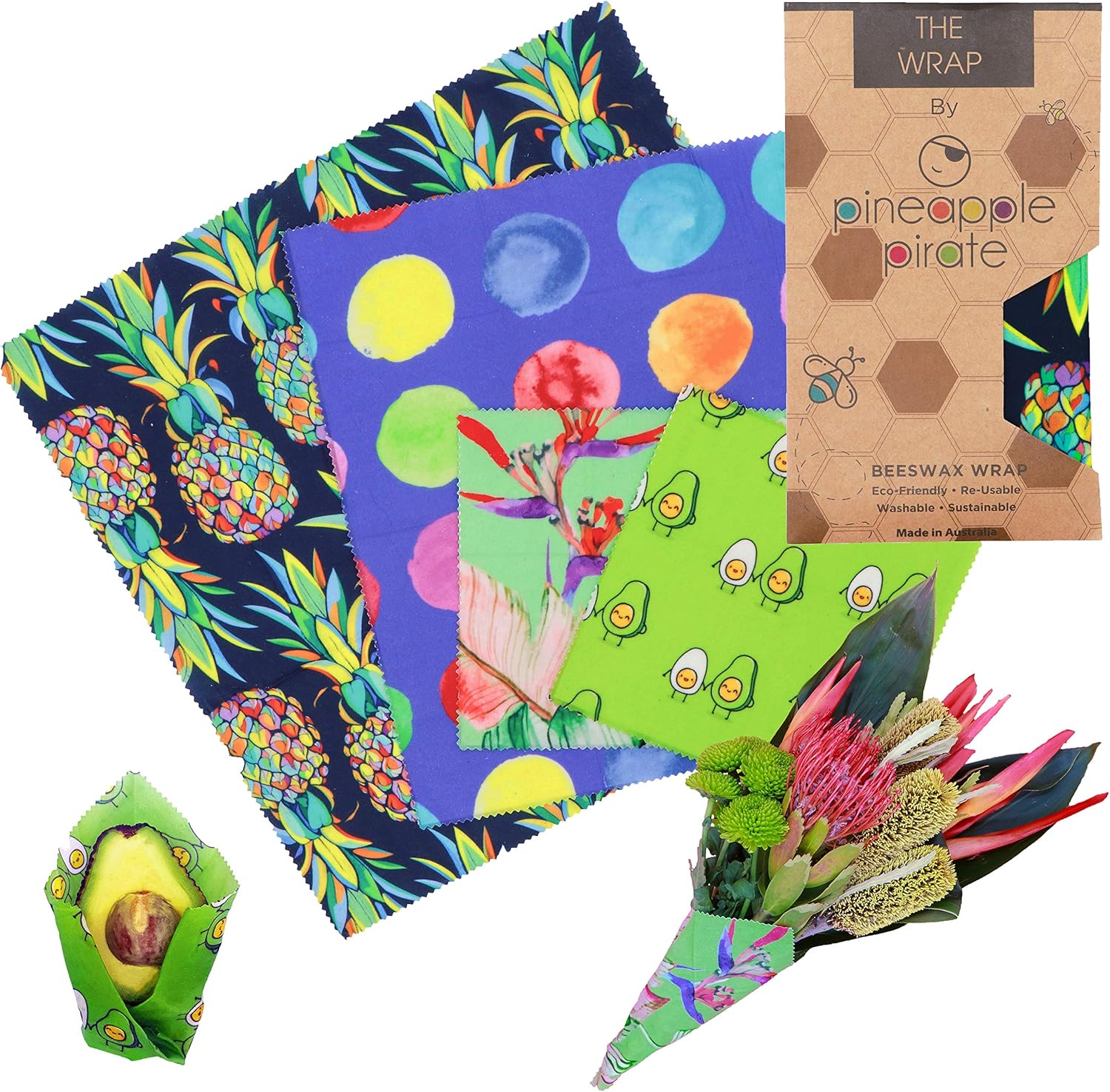 pix Reusable Gift Wrap Australia beeswax reusable food wrap that seals assorted 4 pack bees wrap organic made in australia eco friendly gift alternative to saran and