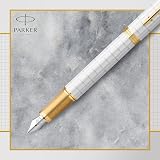 Parker IM Fountain Pen Premium Pearl Lacquer Gold Trim Fine Point Blue Ink view 4