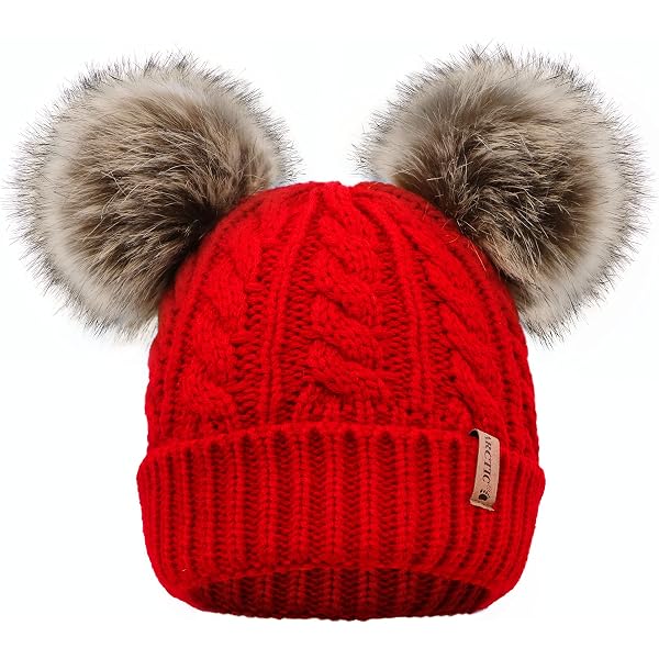 Nollia Women's Pom Pom Knit Winter Beanie - Cozy Acrylic Hat For Skiing & Cold Weather