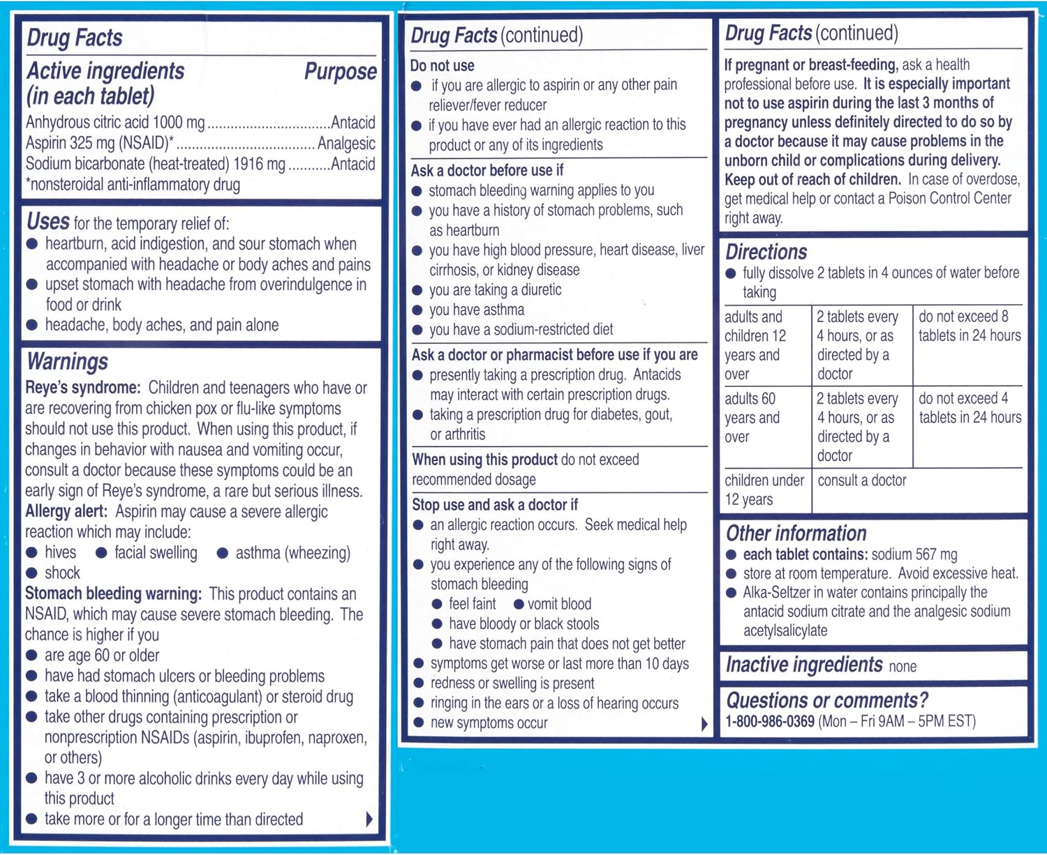 Amazon Com Alka Seltzer Original Effervescent Anti Acido Tabletas 36 Ea Health Personal Care