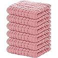 Yoofoss Muslin Baby Washcloths 100% Cotton Face Towels 6 Pack Wash Cloths for Baby 12x12in Soft and Absorbent Baby Wipes (Bean Paste)
