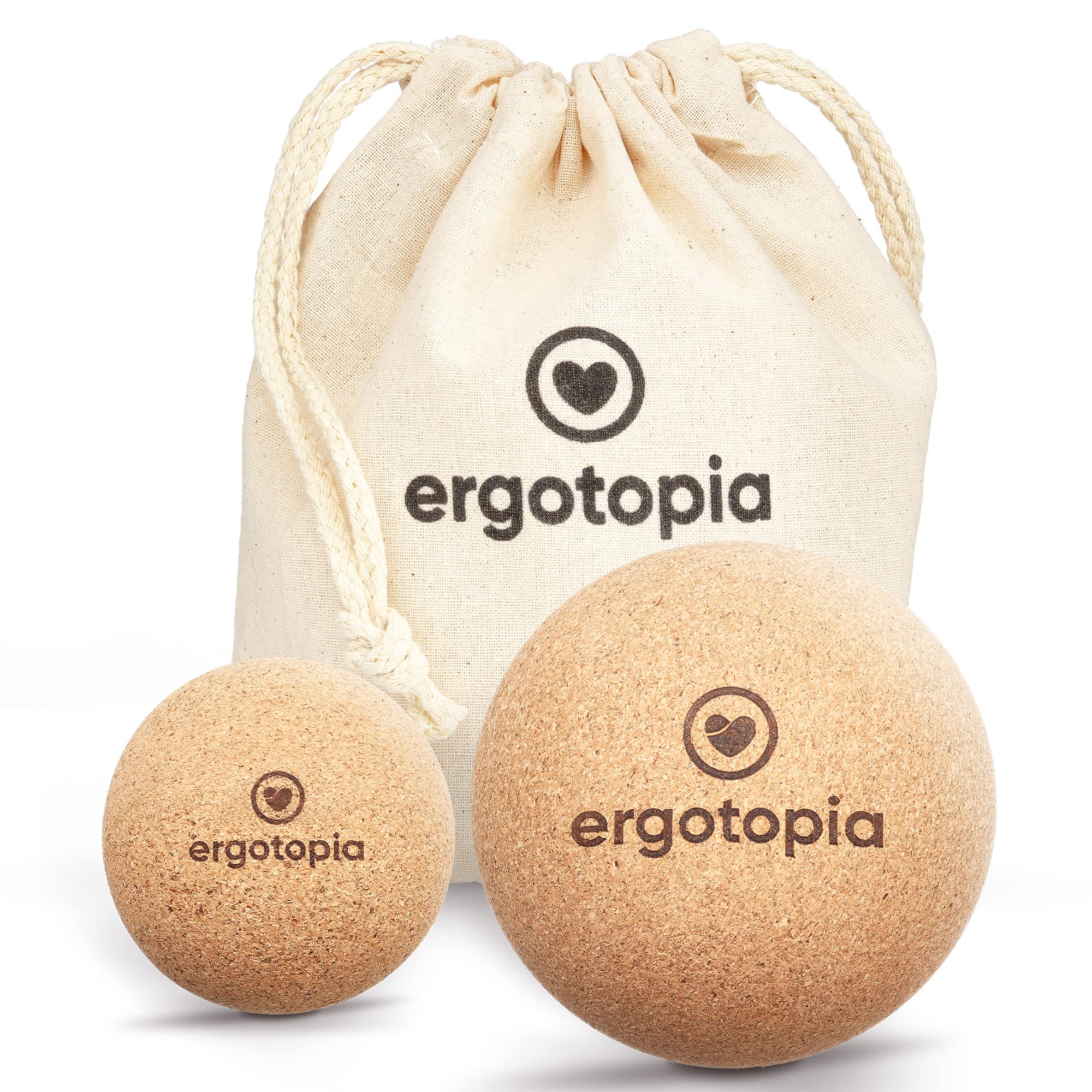 Ergotopia Fascia ball made of antibacterial and durable cork, environmentally friendly massage ball for targeted self-massage of trigger points and tension