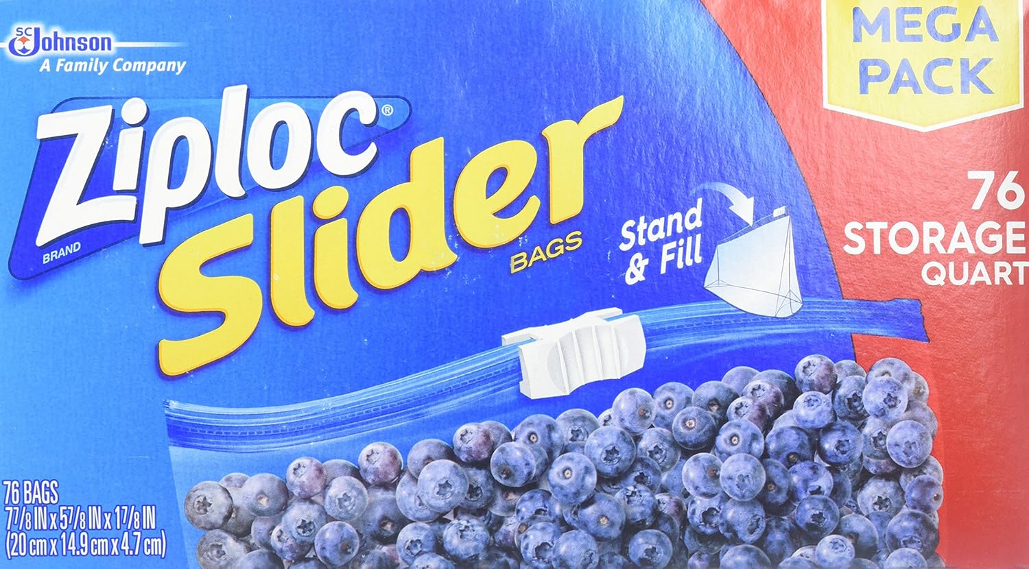 Ziploc Slider Storage Bags Quart, 76.0 Count Health