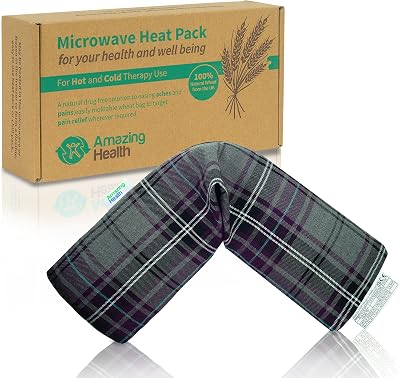 Amazing Health UNSCENTED Microwave Wheat Bag Turquoise Tartan 46cm Cotton
