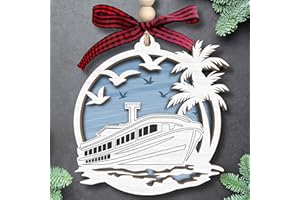HUNIGIFT Cruise Ship Ornament - Travel Christmas Ornaments, Travel Ornaments, Cruise Ship Christmas Ornaments - Travel Cruise Ship Christmas Ornament - Xmas Cruise Ship Gifts - Wood 2024 Christmas Ornaments