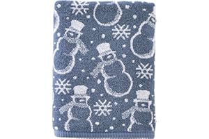 SKL Home Christmas/Winter Top Hat Snowmen Bath Towel, Blue
