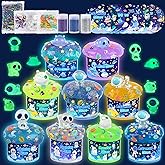 Galaxy Glow-in-The-Dark Slime Kit 9 Pack - Space Slime with Astronaut, Alien & UFO Charms, DIY Sensory Toys, Slimes Party Fav