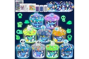 Galaxy Glow-in-The-Dark Slime Kit 9 Pack - Space Slime with Astronaut, Alien & UFO Charms, DIY Sensory Toys, Slimes Party Fav