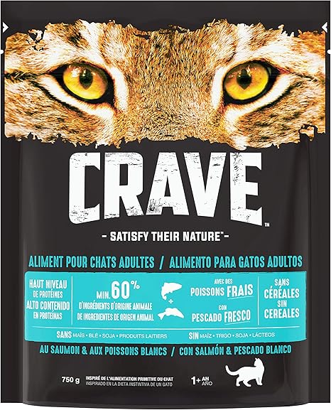Crave Croquettes Au Saumon Aux Poissons Blancs Pour Chat 750g Lot De 5