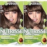 Garnier Nutrisse Ultra Crème Hair Color, Permanent Hair Dye with 100% Gray Coverage, Vegan & Cruelty-Free, 51 Medium Ash Brown (Cool Tea), 2 Count