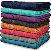 ZUPERIA Premium Multicolor Bath Towels Set of 8 (27" x 54") 100% Pure Cotton Shower Towels Soft Feel, Lightweight & Highly Absorbent Towels for Bathroom, Pool, Spa and Hotel Use