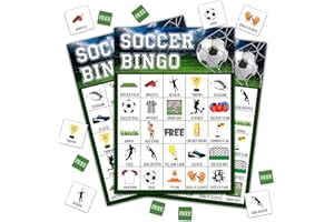 Disfuco Soccer Bingo Game, Soccer Party Games Bingo Cards for Adults, Sports Party Game, Party Favors Supplies Decorations, 24 Players Birthday Games (B08)