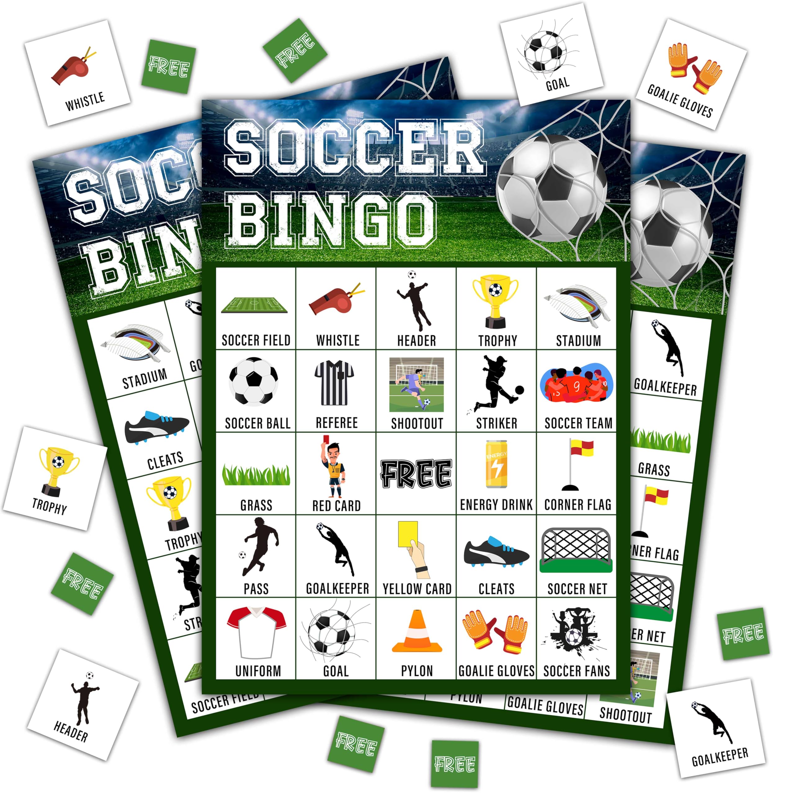 Disfuco Soccer Bingo Game, Soccer Party Games Bingo Cards for Adults, Sports Party Game, Party Favors Supplies Decorations, 24 Players Birthday Games (B08)