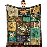 JUCIPAY Fishing Gifts for Men/Women, Fishing Blanket 60"x50", Cool Funny Fishing Gifts for Teen Boys, Fish Themed Blanket